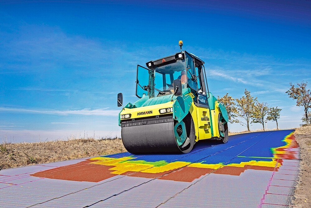 © Ammann Im ACE-System von Ammann wird der Verdichtungsfortschritt übersichtlich dargestellt, Amplitude und Frequenz werden an die Bodenbeschaffenheit angepasst.