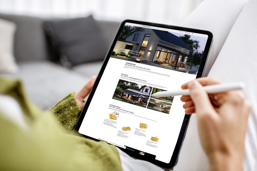 © TS-Aluminium-Profilsysteme GmbH & Co. KG
Übersichtlich zeigt die neue Website sonne-am-haus.at Terrassendächer, Sommer- und Wintergärten in ihrer Vielfalt – passend für PC, Tablet oder Smartphone.
Übersichtlich zeigt die neue Website sonne-am-haus.at Terrassendächer, Sommer- und Wintergärten in ihrer Vielfalt – passend für PC, Tablet oder Smartphone.