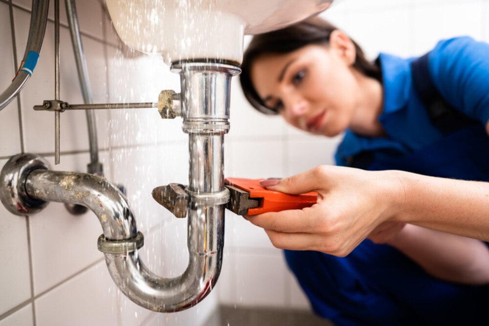 © AndreyPopov iStock Getty Images Plus
Die Rohrzange gehört zum Standard-Repertoire von Installateur*innen. Doch auch verschiedene andere „little Helpers“ unterstützen die Fachleute dabei, denn Arbeitsalltag effizienter zu gestalten.
Klempnerin repariert Rohr beim Waschbecken