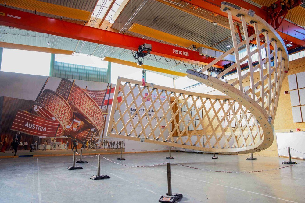 © Graf-Holztechnik
Eine hölzerne Notenbandskulptur wird den Österreich-Pavillon bei der Weltausstellung 2025 in Japan schmücken.
Expo Osaka