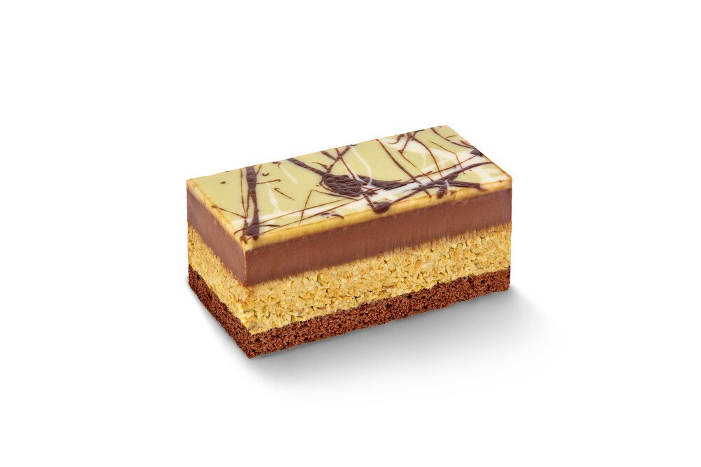 © Gabor Kovacs Fotografie
Mit der Dubai-Schokolade Dessertschnitte liefert KRÖSWANG den süßen Hype des Jahres.
die Schnitte