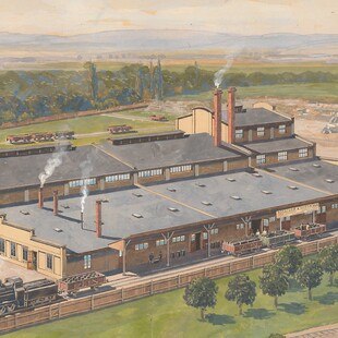 © Büsscher & Hoffmann Das Werk von Büsscher & Hoffmann in Enns im Entstehungsjahr 1920.