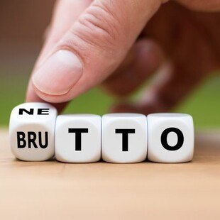 © iStock / Getty Images Plus / Fokusiert Netto und Brutto auf Würfeln
