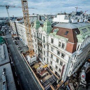 © Markus Wache Drohnenaufnahme vom Theater an der Wien während der Bauarbeiten